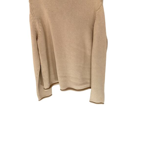 J.Crew Sweater Women's Cable Knit Mock Neck Beige Basic‎ Casual Soft Cozy Large - Picture 4 of 12